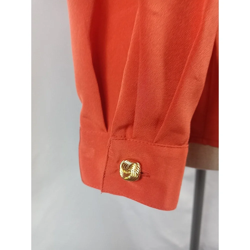 VTG Jason Roberts Dress Blouse Womens Size 8 High Neck Full Button Top 80s Style - Picture 9 of 11